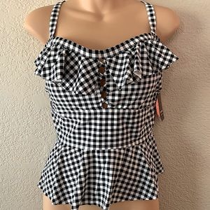 Torrid Tankini, Size 1, Black/White Gingham